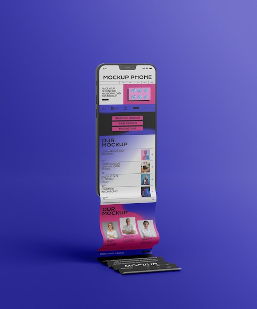 Smartphone-Bildschirm mit langem Scroll-Mockup