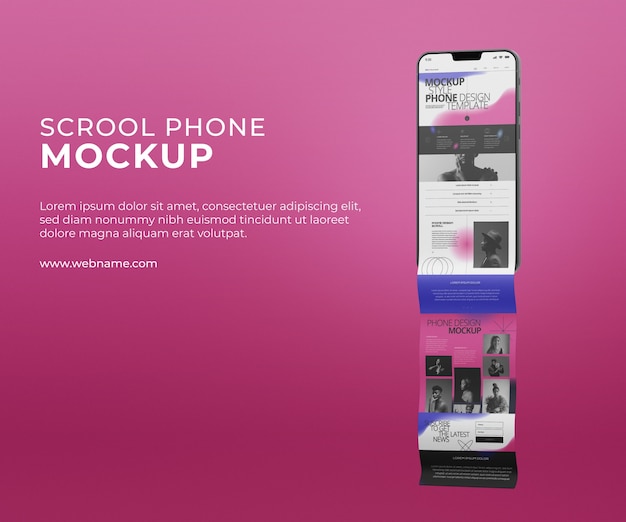 Smartphone-Bildschirm mit langem Scroll-Mockup