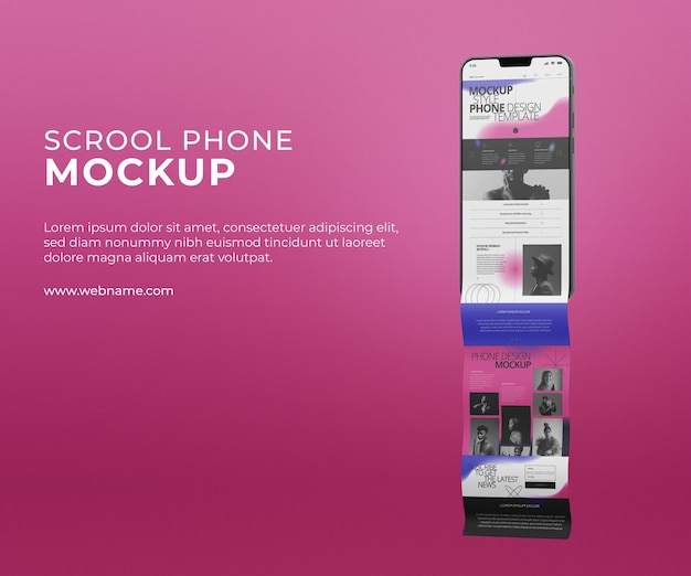 Smartphone-bildschirm mit langem scroll-mockup