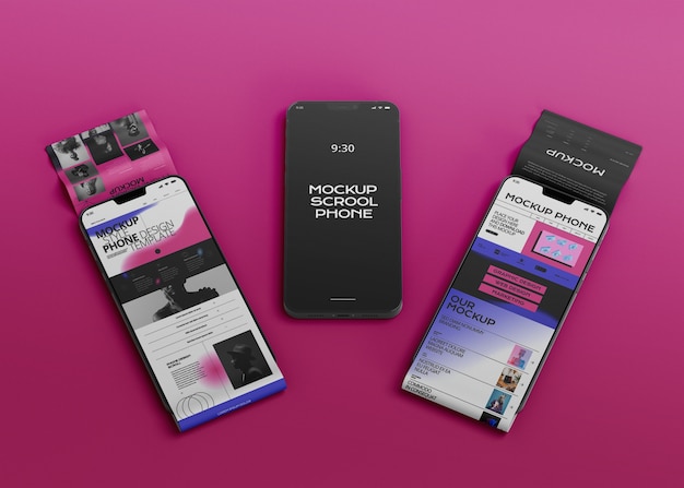 Smartphone-Bildschirm mit langem Scroll-Mockup