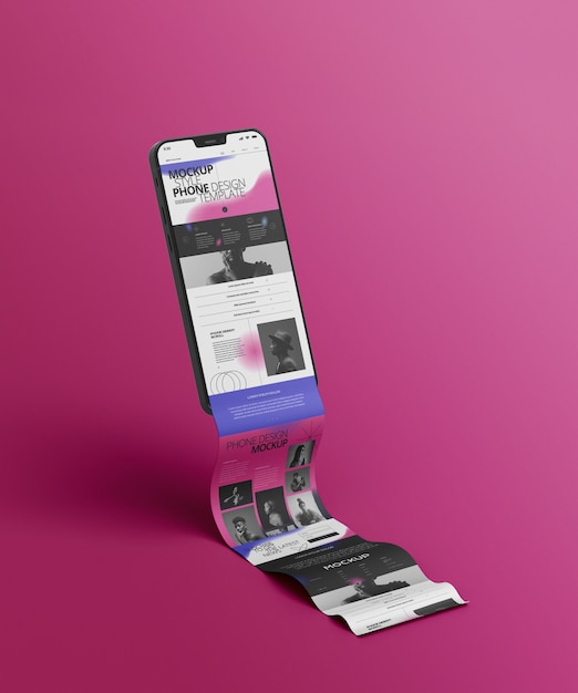 Smartphone-Bildschirm mit langem Scroll-Mockup