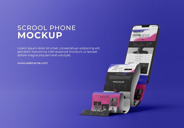 Smartphone-Bildschirm mit langem Scroll-Mockup