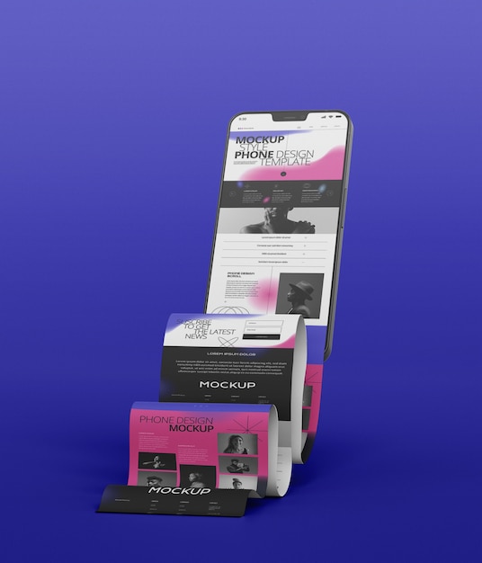 Smartphone-Bildschirm mit langem Scroll-Mockup