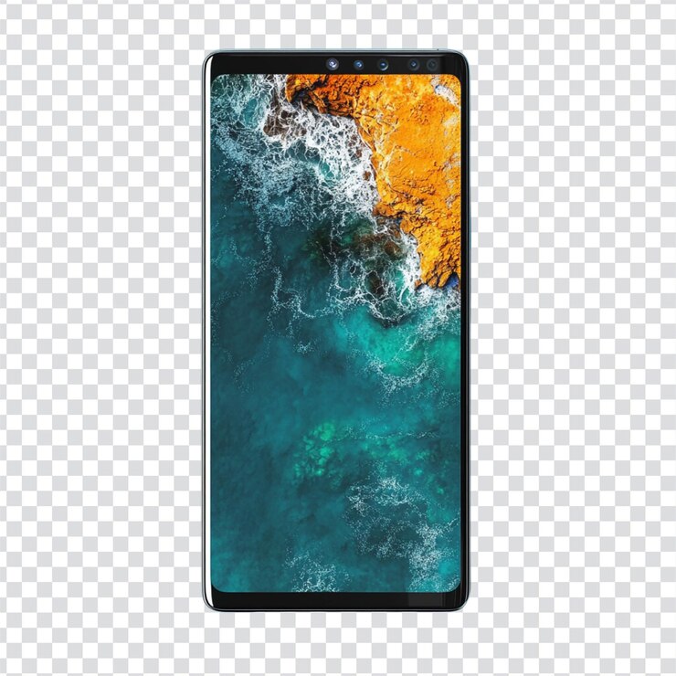 Smartphone con bisel en un fondo transparente