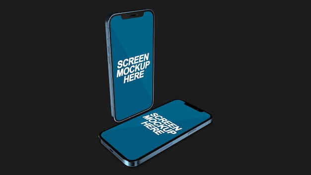 Smartphone blue mockup psd