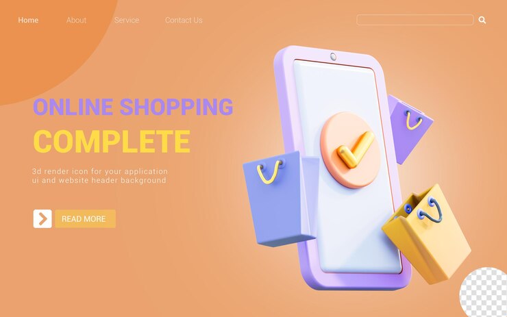 PSD smartphone con bolsa de compras signo de marca de verificación concepto de renderizado 3d para marketing en línea hecho