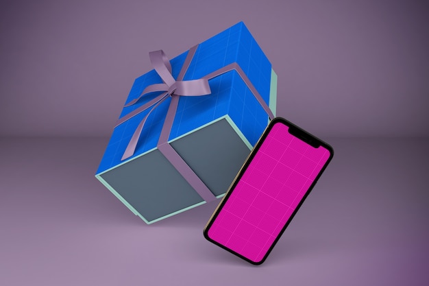 Smartphone y caja de regalo