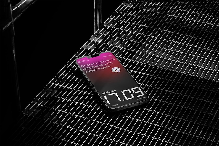 PSD smartphone che mostra funzionalità di personalizzazione con un design minimalista