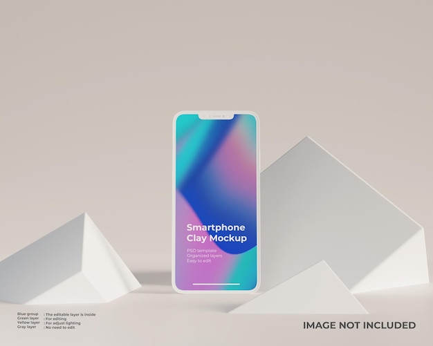 Smartphone-clay-mockup für ui-web- und app-design