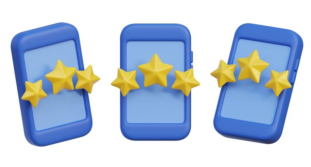 Smartphone com classificação de estrelas conceito de revisão de usuário