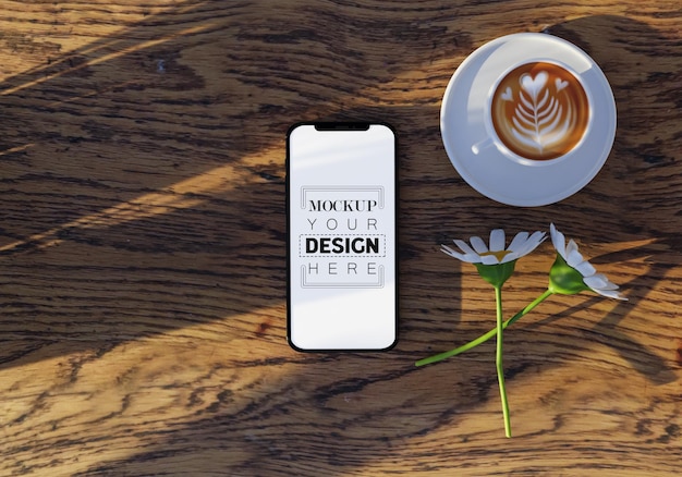 Smartphone com decoração psd mockup