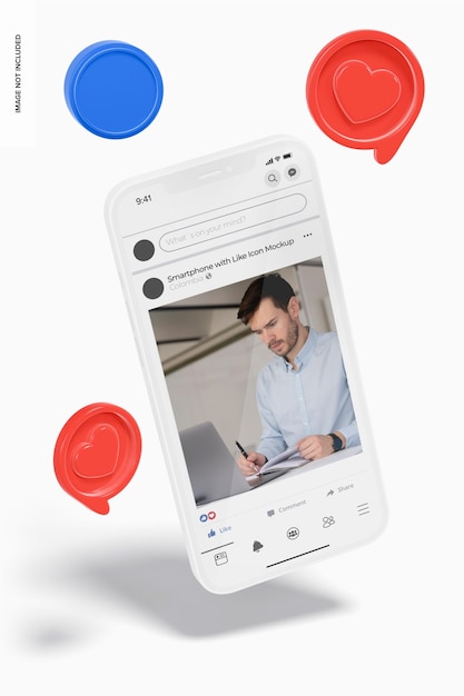 Smartphone com modelo de ícone semelhante, flutuante