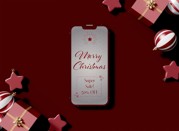 Smartphone com modelo de tema de Natal