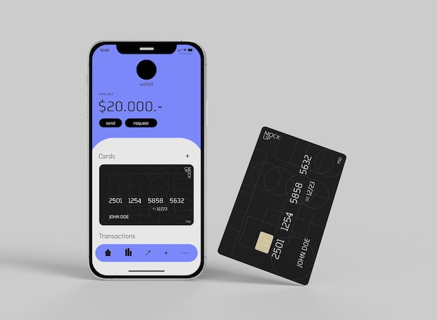 Smartphone con carta di credito Mockup