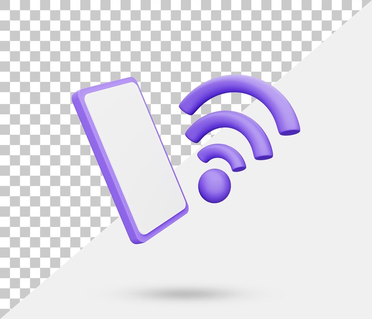 PSD smartphone y conectividad de red icono 3d. icono wifi. señal, icono de red 3d prestado