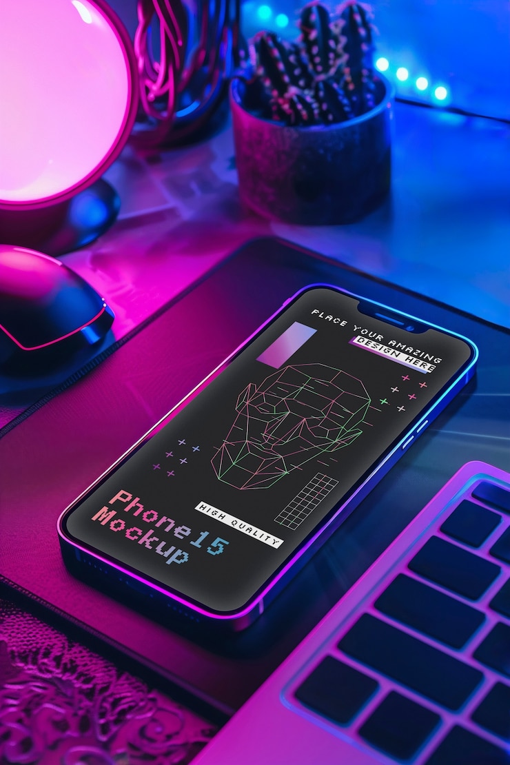 PSD smartphone cybercore in studio