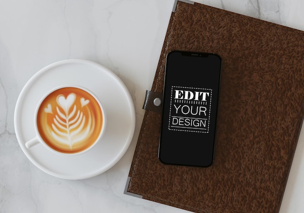 Smartphone con decoración Psd Mockup