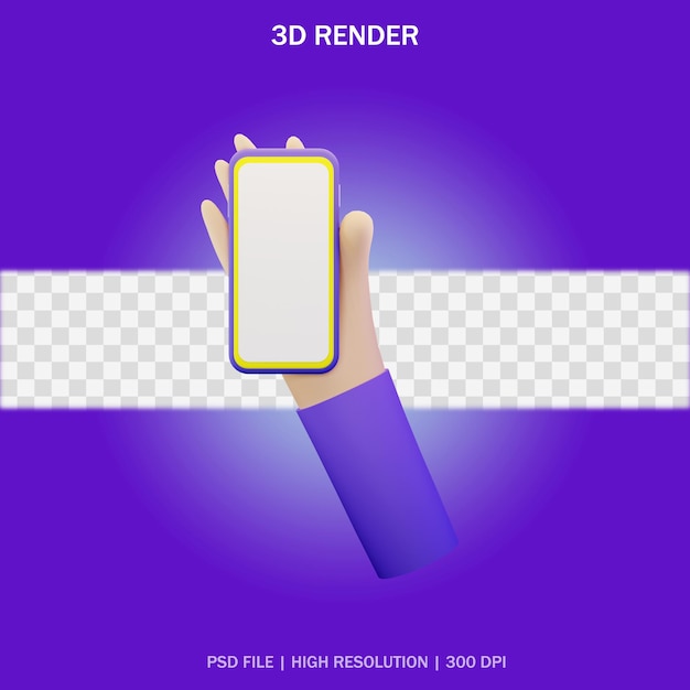 Smartphone disponível com tela em branco e fundo transparente em design 3d
