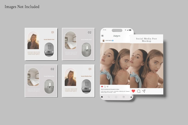Smartphone e Caroseul Mockup de postagem no Instagram