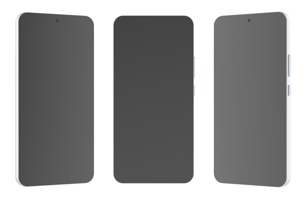 Smartphone Handy Handy Front- und Seitenansicht 3D-Rendering isoliert auf transparentem Hintergrund