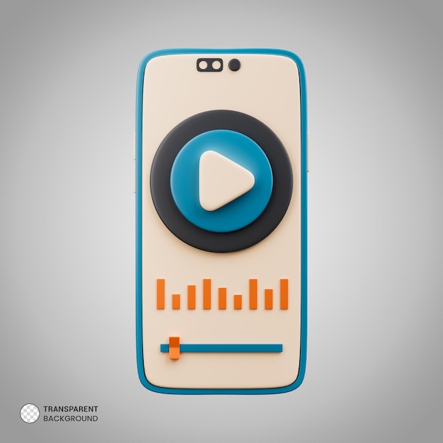 Smartphone avec icône de lecteur de musique illustration de rendu 3d