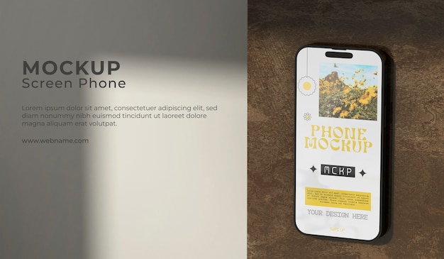 Smartphone in einem einfachen umgebungs-mockup.