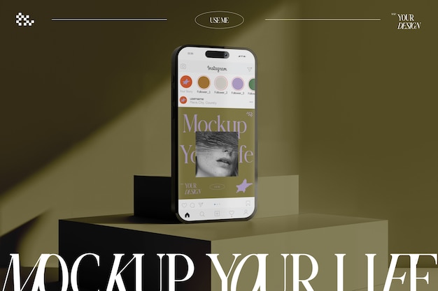 Smartphone in mockup in studio