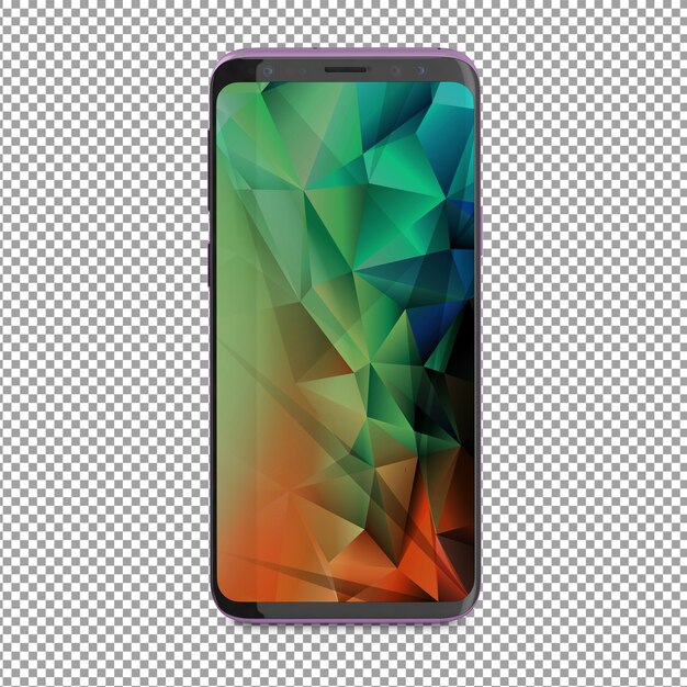 PSD smartphone isométrico com efeito poligonal
