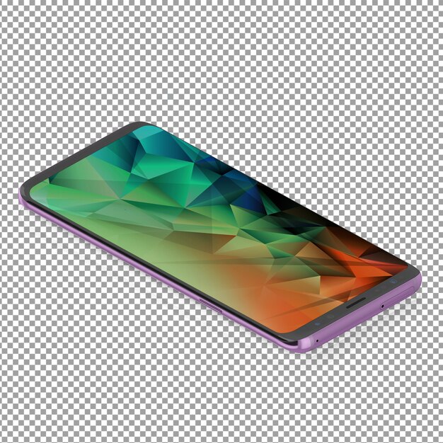 PSD smartphone isométrico con efecto poligonal