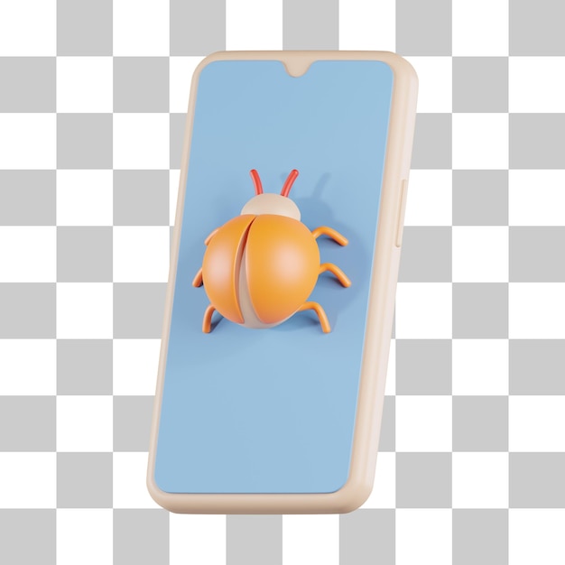 Smartphone-Malware 3D-Symbol