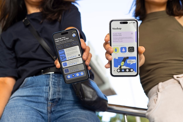 Smartphone con maqueta de redes sociales