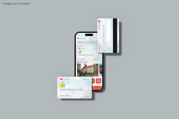 PSD smartphone con maqueta de tarjeta de crédito