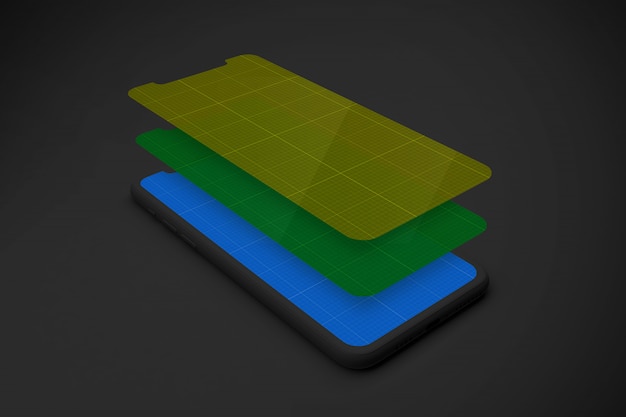 PSD smartphone avec maquette d'écran multicouche