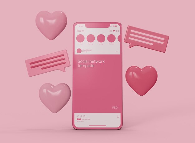 Smartphone mit Benachrichtigungsblasen-Mockup