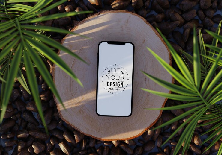 PSD smartphone mit dekoration psd mockup