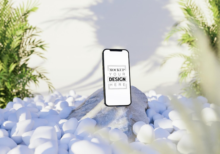 PSD smartphone mit dekoration psd mockup