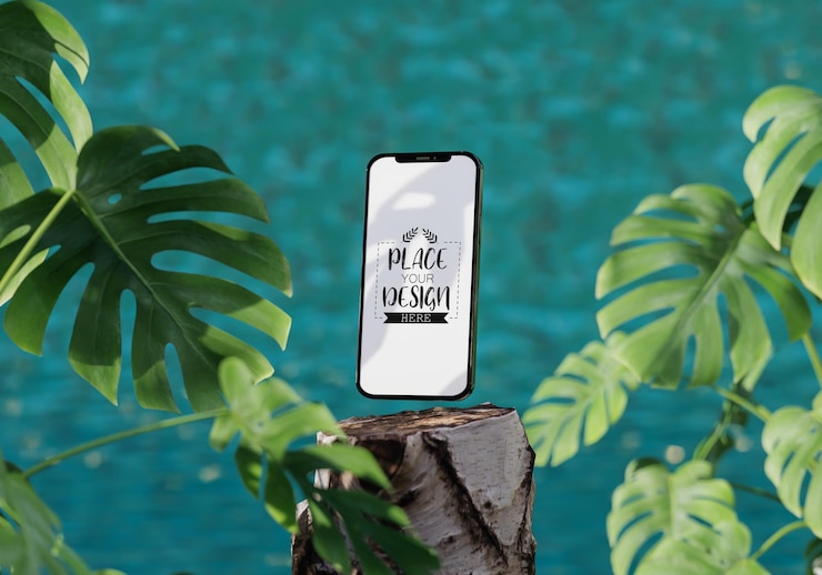 PSD smartphone mit dekoration psd mockup