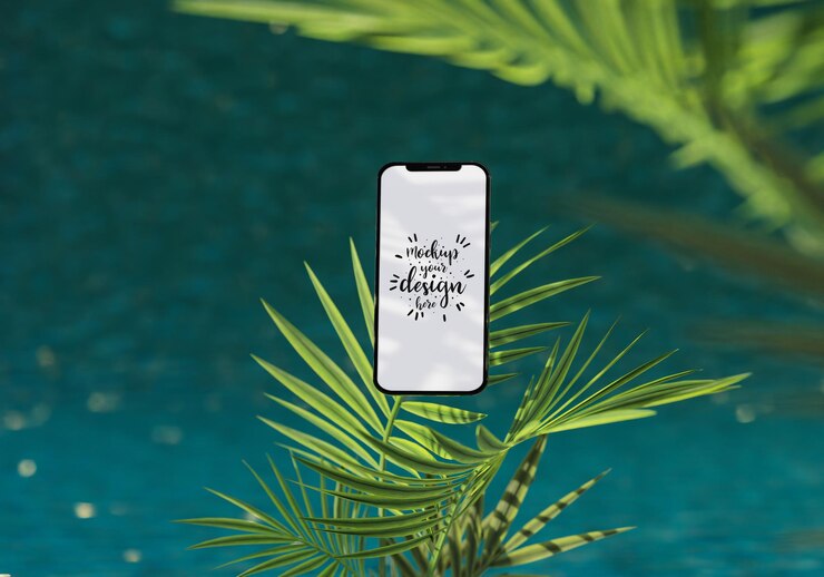 PSD smartphone mit dekoration psd mockup