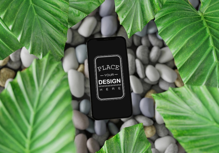 PSD smartphone mit dekoration psd mockup