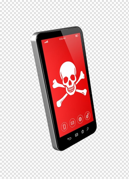 Smartphone mit einem Piratensymbol auf dem Bildschirm Hacking-Konzept