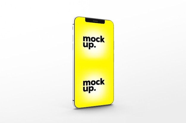 Smartphone mit gelbem bildschirm. mockup-psd-vorlage