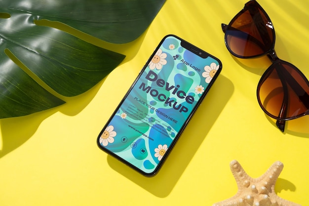 Smartphone mit karibischer Ästhetik