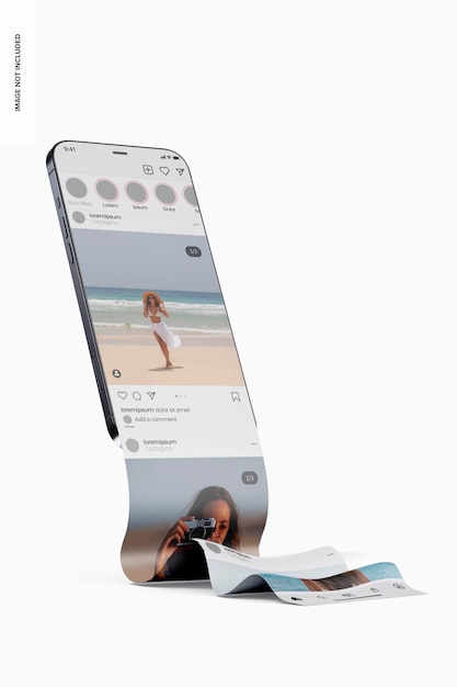 PSD smartphone mit long scroll mockup, perspektive
