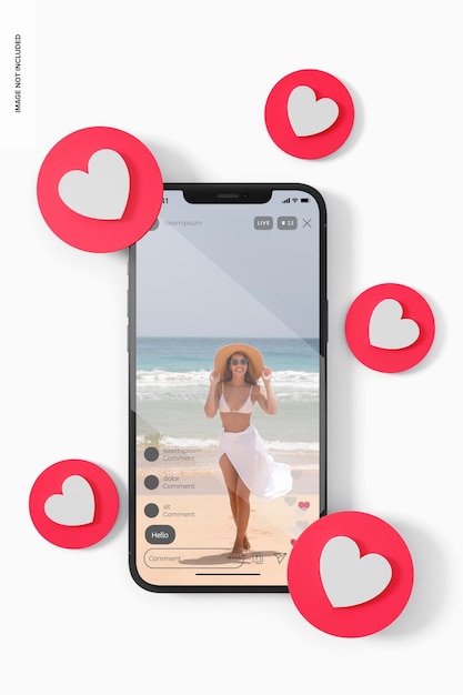 Smartphone mit Social Media Icons Mockup