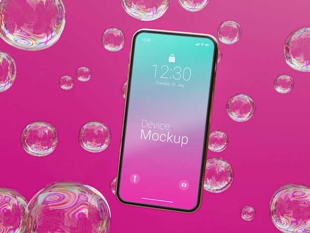 PSD smartphone mock-up com líquidos abstratos