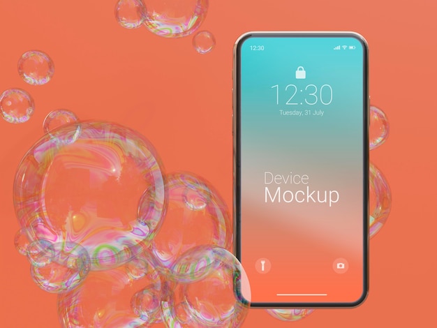 PSD smartphone mock-up com líquidos abstratos