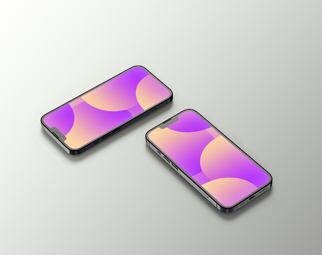 Smartphone mock up. smartphone moderni senza cornice, lato dispositivo cellulare generico