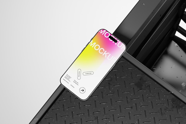 Smartphone-Mockup auf schwarzer Textur