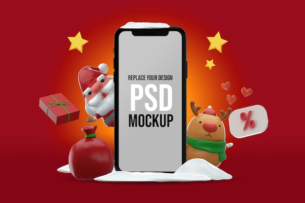 Smartphone Mockup Buon Natale Design Rendering 3D