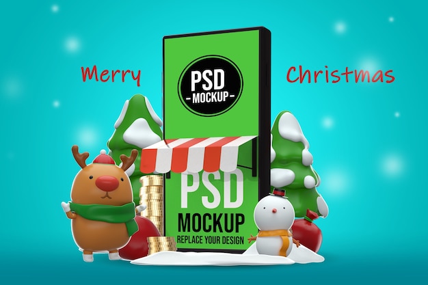 Smartphone Mockup Buon Natale Design Rendering 3D
